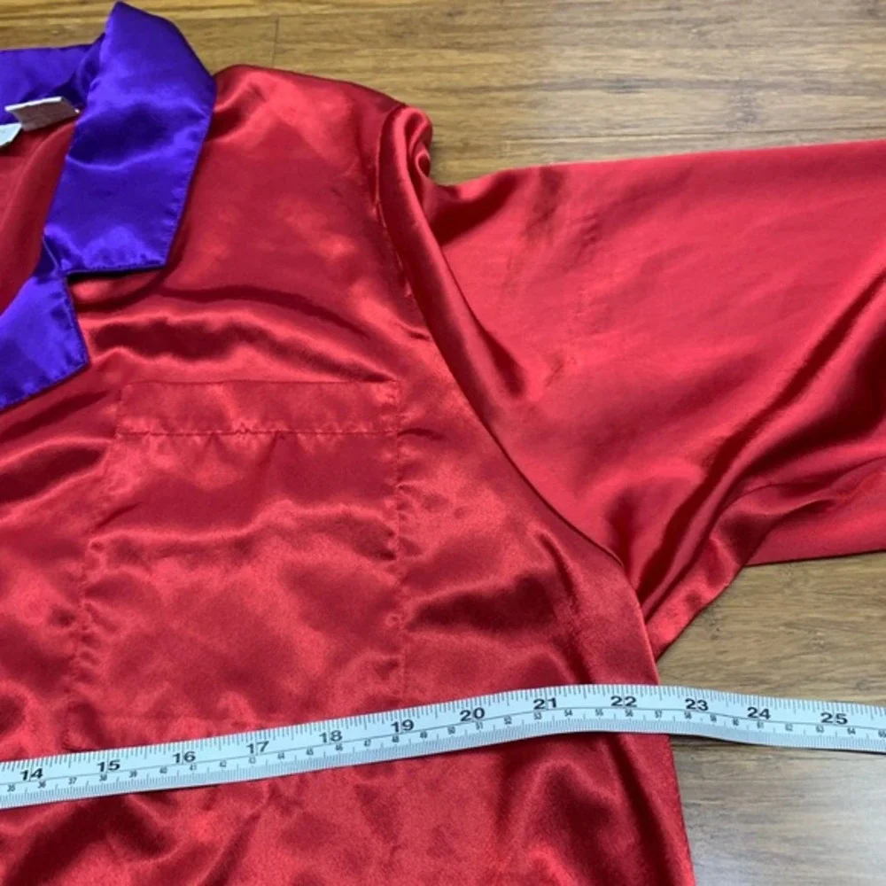 Vintage Victorias Secret Nightgown‎ Shirt Womens Large Red Purple Satin Button